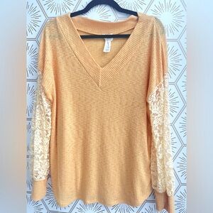BiBi textured lace blouse - mustard